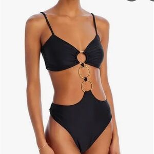 Ramy Brook Zayla Black Cutout Bikini with High-Cut Design One-Piece large